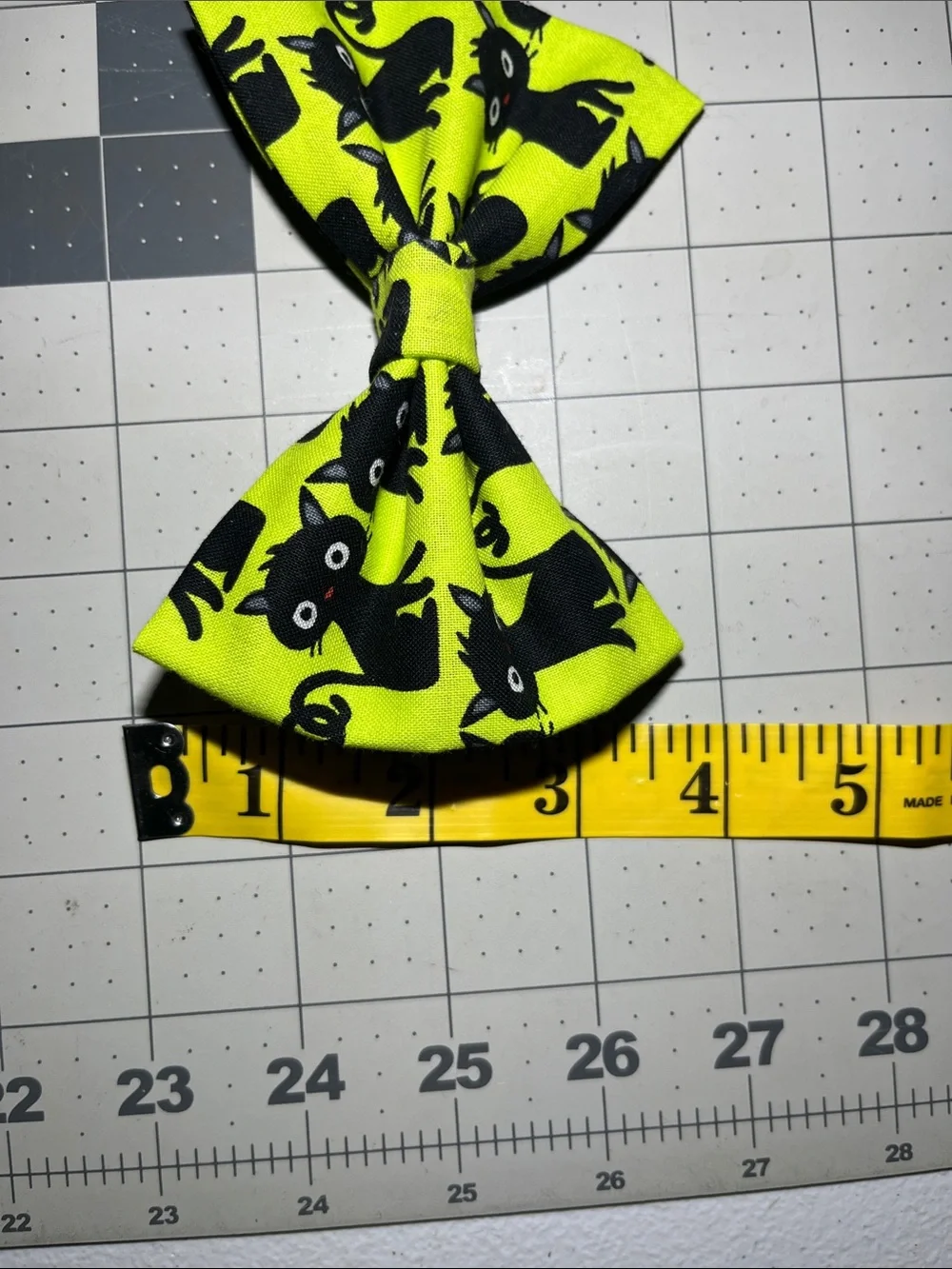 Neon Green Cat Print Hair Bow Clip for Kids